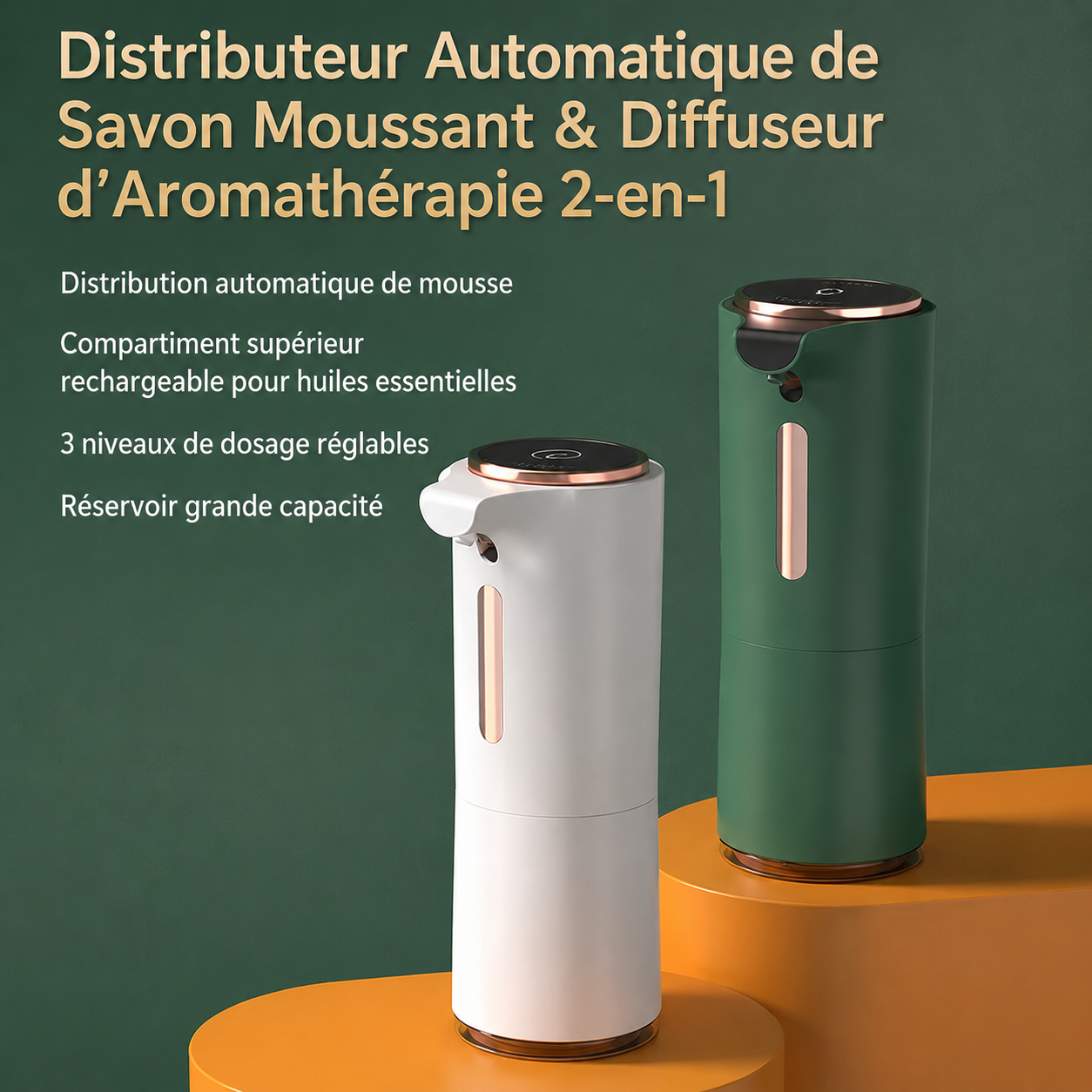 Distributeur Automatique de Savon Moussant & Diffuseur d’Aromathérapie 2-en-1